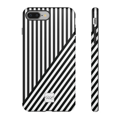 Custom Personalized Aesthetic Stripes Black White Tough Phone Case - For iPhone 17 Pro Max iPhone 16 Pro iPhone 15 Iphone 14 Plus 13 12 11 - Studio40ParkLane
