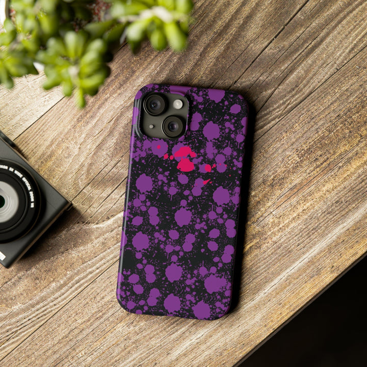 Slim Cute Phone Cases for Iphone - | iPhone 15 Case | iPhone 15 Pro Max Case, Iphone 14 Case, Iphone 14 Pro Max, Iphone 13, Purple Pink Paint Blots Splash - Studio40ParkLane