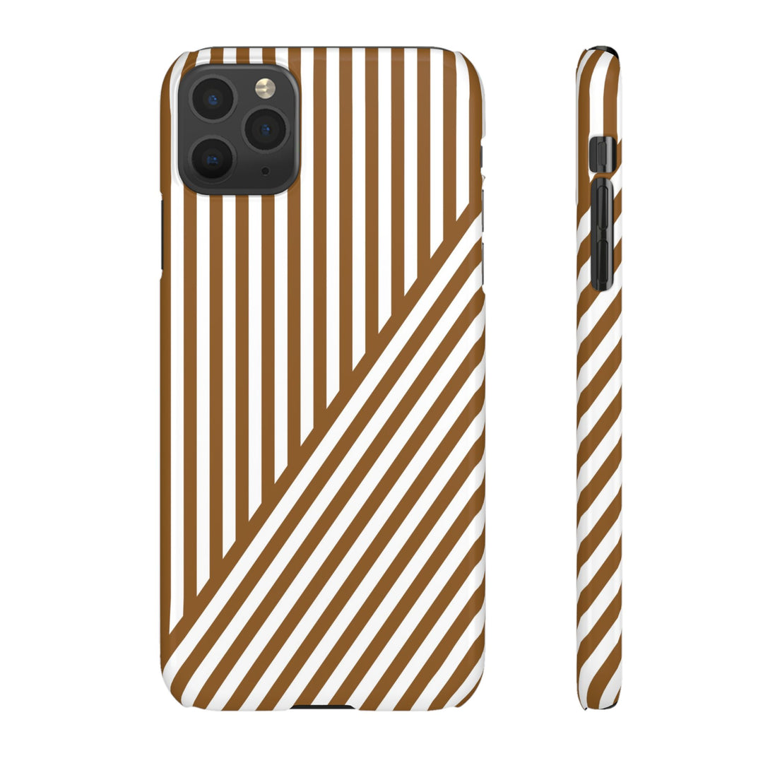 Aesthetic Mocha Brown Stripes Cute Phone Case Sleek Snap - For iPhone 17 Pro Max iPhone 16 Pro iPhone 15 Iphone 14 Plus 13 Pro 12 11 10 Gift - Studio40ParkLane