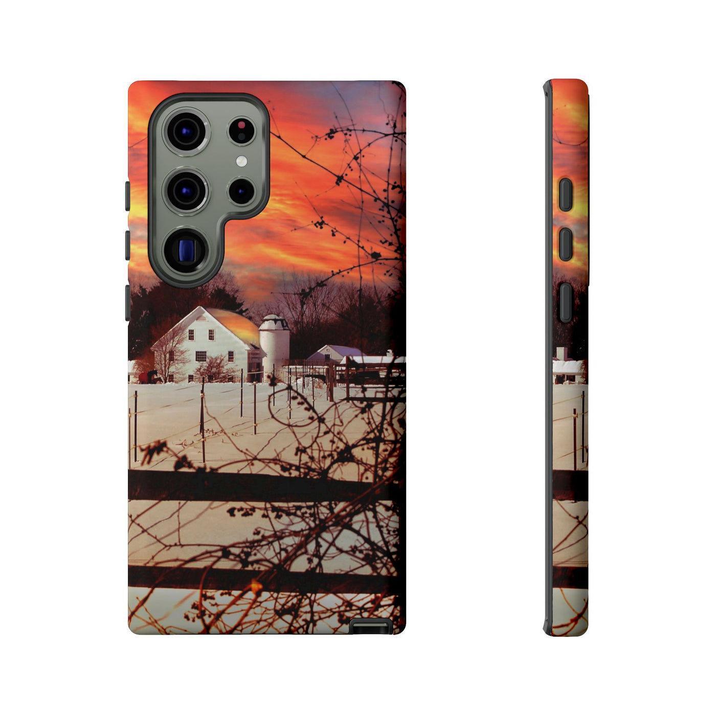 Impact Resistant, Winter Sunset Cute Phone Cases for Samsung S24, S23, S22, S21, IPhone 15 pro Iphone 14 pro Iphone 13 IPhone 12 Iphone 11