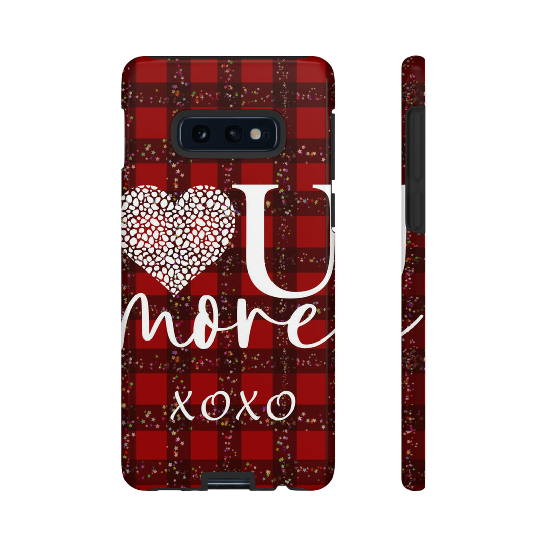 Cute Samsung Phone Cases, Designer Samsung Galaxy S23 Phone Case, Samsung S22 Case, Samsung S21 Case, Samsung S20 Case, Red Plaid Love You - Studio40ParkLane