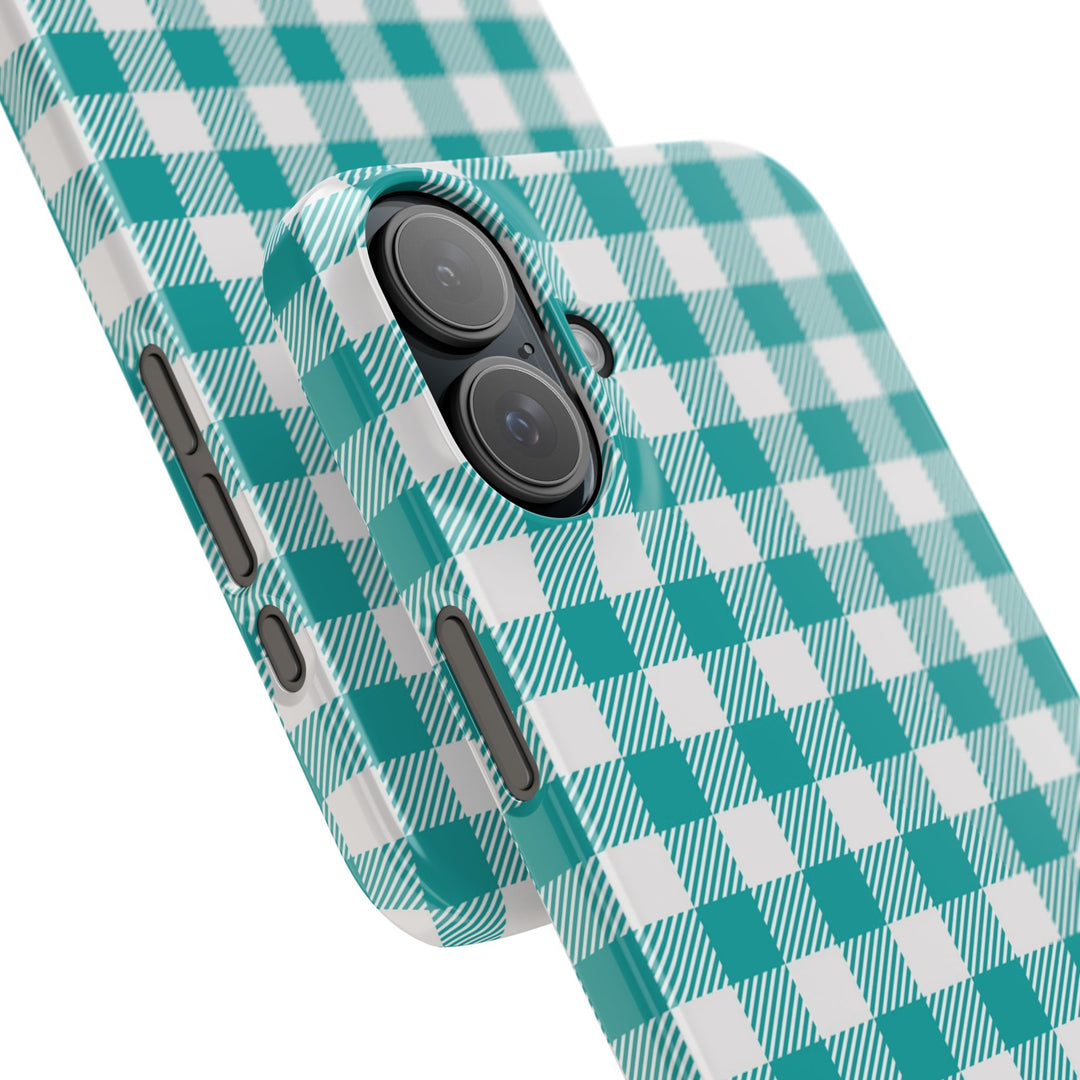 Slim Turquoise Gingham Gift for Her Cute Phone Cases for Iphone 16 Pro Max | iPhone 15 Case | iPhone 15 Pro Max Case, Iphone 14, 13, 12, 11, 10, 8, 7 - Studio40ParkLane