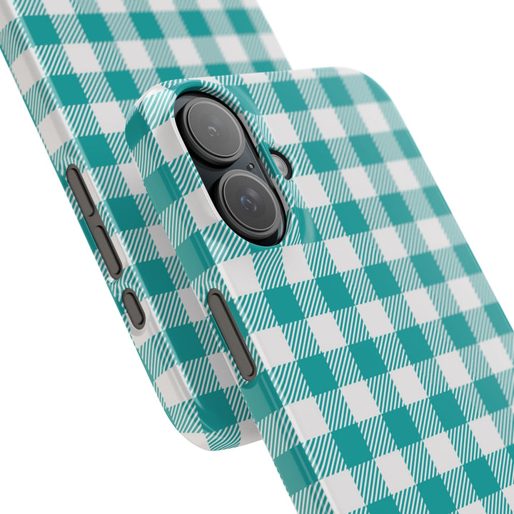 Slim Turquoise Gingham Gift for Her Cute Phone Cases for Iphone 16 Pro Max | iPhone 15 Case | iPhone 15 Pro Max Case, Iphone 14, 13, 12, 11, 10, 8, 7 - Studio40ParkLane