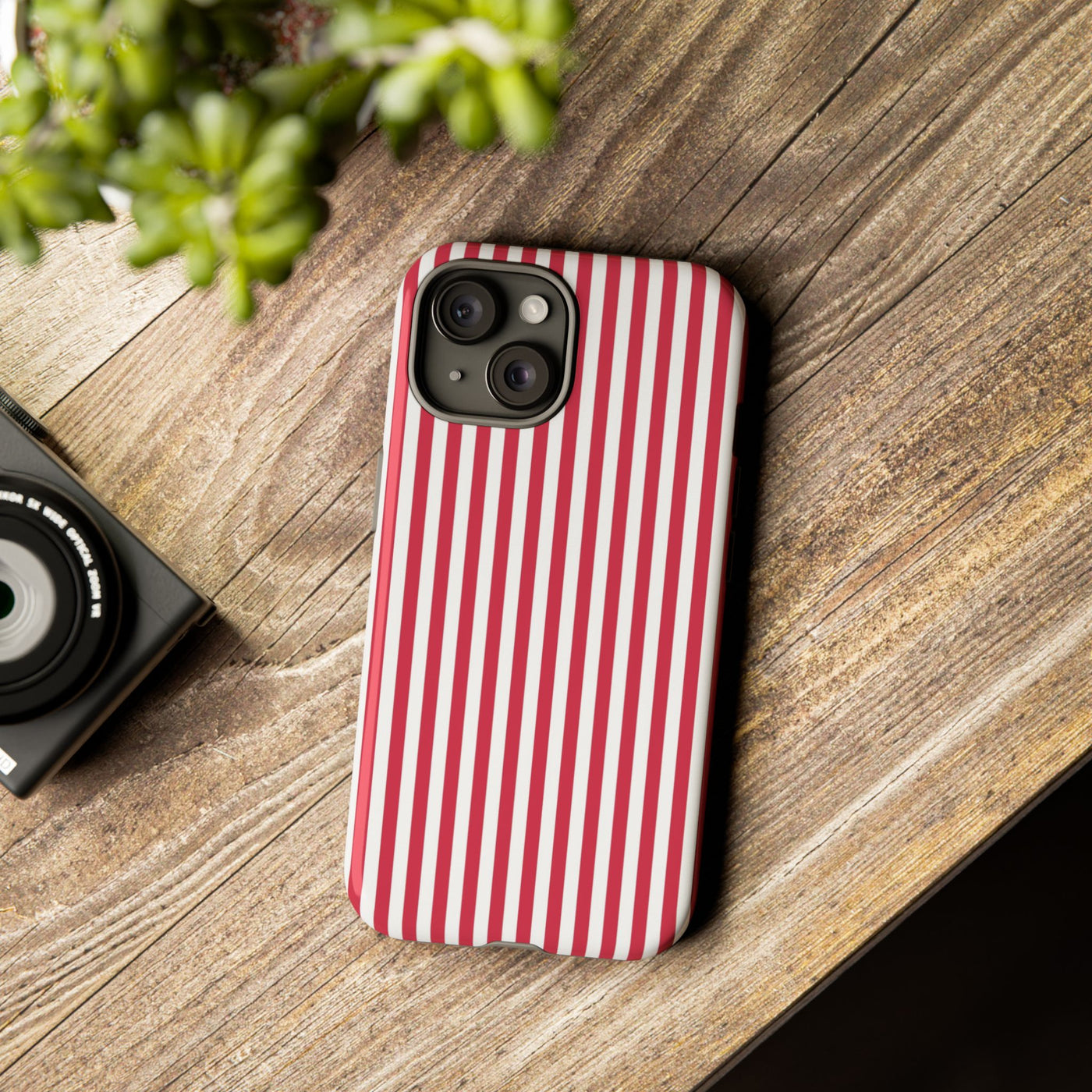 Tough Premium Winterberry Stripes Phone Case Gift for Her - For Apple iPhone 16 Pro Max 16e iPhone 15 Pro iPhone Iphone 14 Plus 13 Pro 12 SE XR - Studio40ParkLane