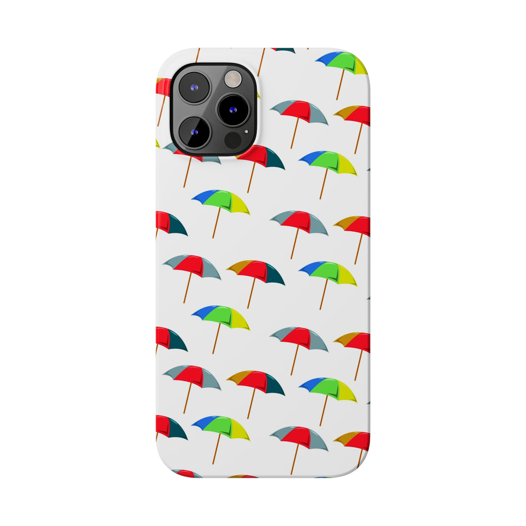 Slim Cute Phone Cases for Iphone - | iPhone 15 Case | iPhone 15 Pro Max Case, Iphone 14 Case, Iphone 14 Pro Max, Iphone 13, Colorful Beach Parasol - Studio40ParkLane