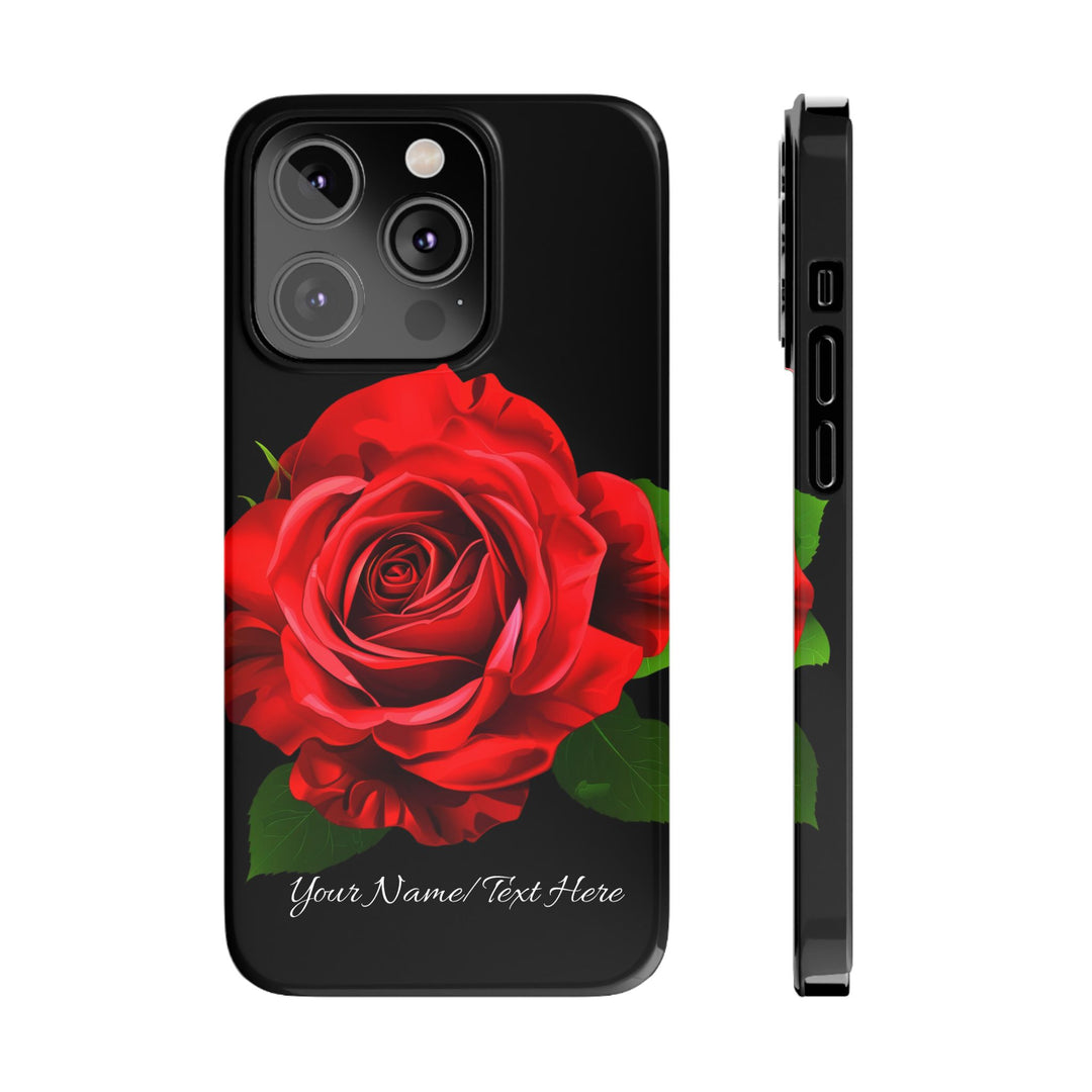 Slim Custom Personalized Red Rose Flowers Gift for Her Cute Phone Cases for Iphone 16 Pro Max | iPhone 15 Case | iPhone 15 Pro Max Case, Iphone 14, Iphone 14 Pro Max, Iphone 13 12 11 8 7 - Studio40ParkLane