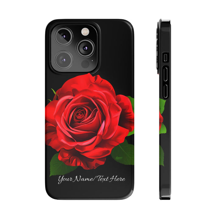 Slim Custom Personalized Red Rose Flowers Gift for Her Cute Phone Cases for Iphone 16 Pro Max | iPhone 15 Case | iPhone 15 Pro Max Case, Iphone 14, Iphone 14 Pro Max, Iphone 13 12 11 8 7 - Studio40ParkLane