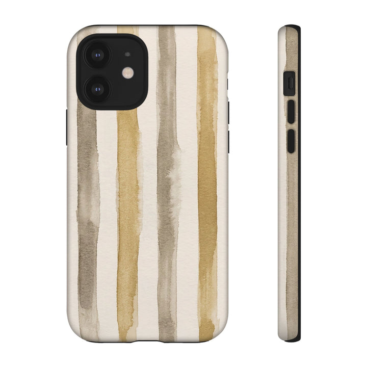 Tough Cute Brown Beige Stripes Phone Case, for IPhone 17 Pro Max | Iphone 17 Air, Iphone 16, IPhone 15, 14 13 12, Samsung Galaxy S26, S25, S24, S23 - Studio40ParkLane