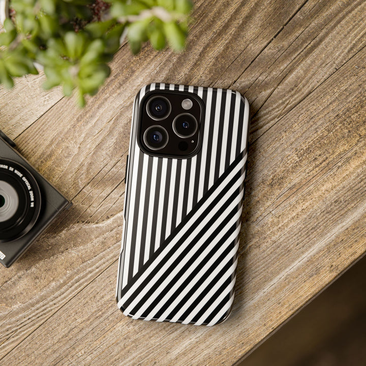 Aesthetic Tough Black White Stripes Phone Case - For iPhone 17 Pro Max iPhone 16 Pro iPhone 15 Iphone 14 Plus 13 Pro 12 11 10 XR - Studio40ParkLane