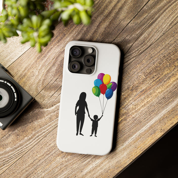Slim Mother Child Balloons Gift for Her Cute Phone Cases for Iphone 16 Pro Max | iPhone 15 Case | iPhone 15 Pro Max Case, Iphone 14, 13, 12, 11, 10, 8, 7 - Studio40ParkLane