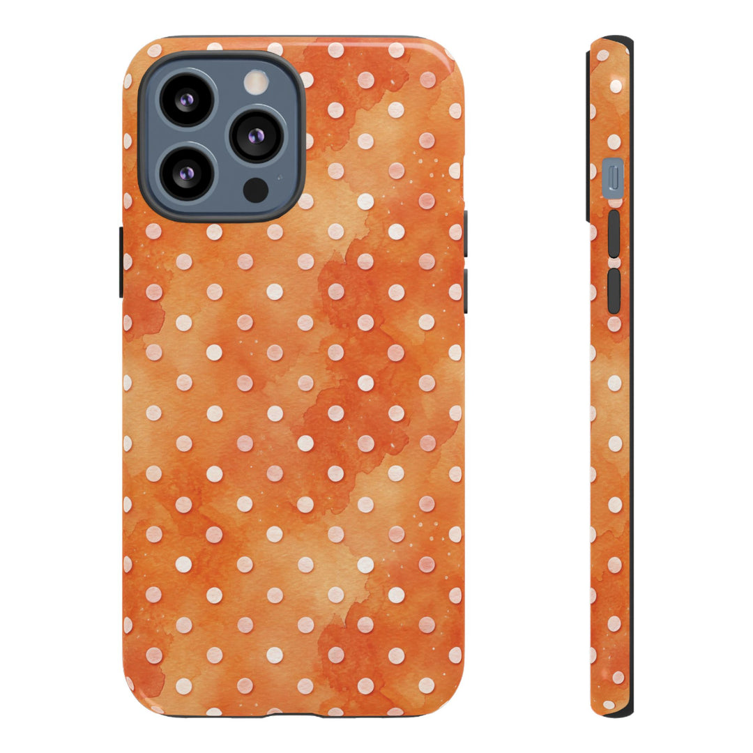 Aesthetic Tough Orange Polka Dots Watercolor Phone Case - For iPhone 17 Pro Max iPhone 16 Pro iPhone 15 Iphone 14 Plus 13 Pro 12 11 10 XR - Studio40ParkLane
