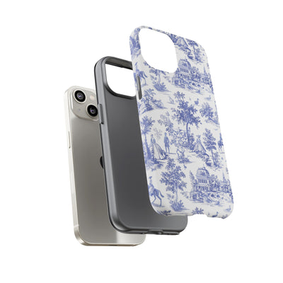 Premium Tough Blue French Toile Gift for Her Cute Phone Cases for Samsung and Iphone, 16, 15, 14, S24, S23, S22, S21, S20, Plus, Ultra, Pro