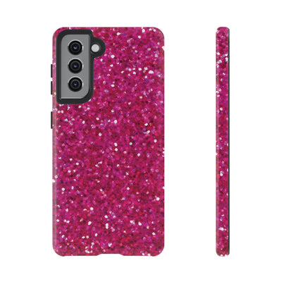 Chic Pink Faux Play on Glitter Effect Cute Phone Case, for IPhone 16 pro Max | Iphone 15, Iphone 14, IPhone 13 Case, 11 8 7, Samsung Galaxy S24, S23, S22, S21, 2 Layer Protection