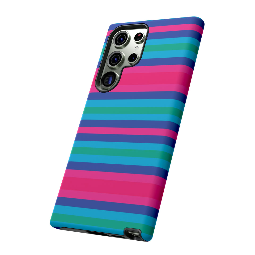 Cute Samsung Phone Case | Aesthetic Samsung Phone Case | Stripes Blue Pink | Galaxy S23, S22, S21, S20 | Luxury Double Layer | Cool - Studio40ParkLane