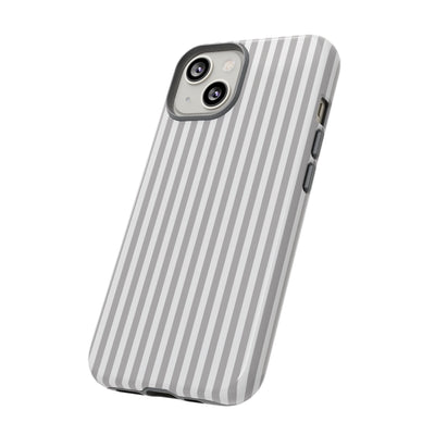 Tough Premium Ash Grey Stripes Phone Case Gift for Her - For Apple iPhone 16 Pro Max 16e iPhone 15 Pro iPhone Iphone 14 Plus 13 Pro 12 SE XR - Studio40ParkLane