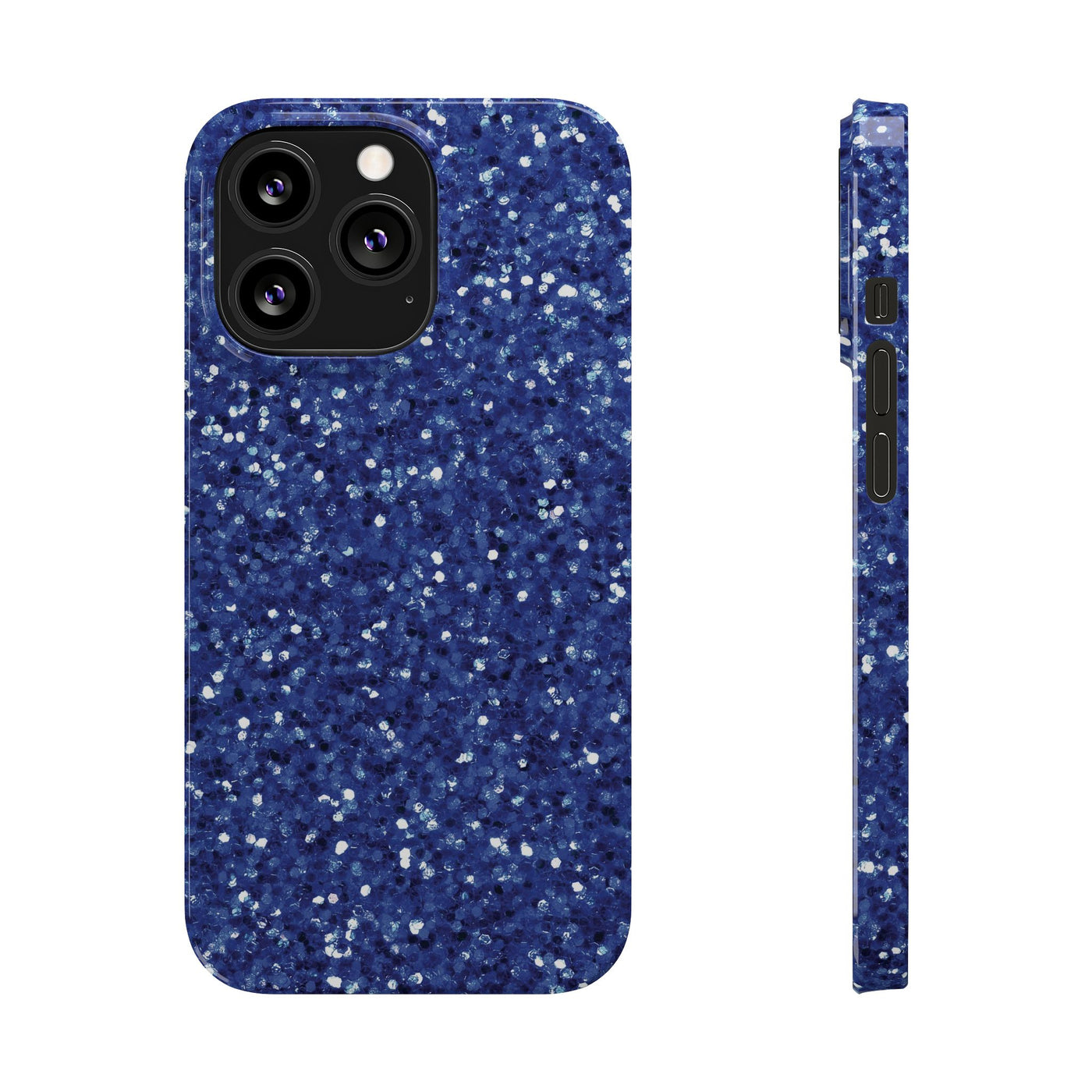 Slim Blue Muted Faux Play on Glitter Effect Cute Phone Cases for Iphone 16 Pro Max | iPhone 15 Case | iPhone 15 Pro Max Case, Iphone 14, Iphone 14 Pro Max, Iphone 13 12 11 8 7