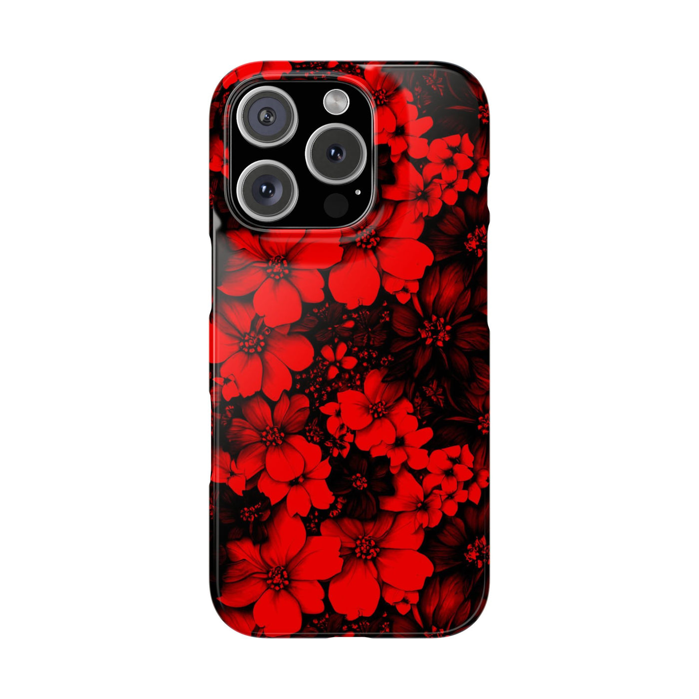 Slim Cute iPhone Cases - | iPhone 15 Case | iPhone 15 Pro Max Case, Iphone 14 Case, Iphone 14 Pro Max, Iphone 13, Red Black Flowers