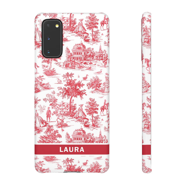 Snap French Toile Personalized Initial Custom Gift for Her Cute Phone Cases for Samsung S24, S23, S22, S21, S20, Plus and Ultra and Iphone, 16, 15, 14, 13, 12, 11. 10 - Studio40ParkLane