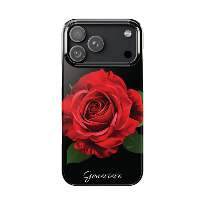 Slim Custom Personalized Red Rose Flowers Gift for Her Cute Phone Cases for Iphone 16 Pro Max | iPhone 15 Case | iPhone 15 Pro Max Case, Iphone 14, Iphone 14 Pro Max, Iphone 13 12 11 8 7 - Studio40ParkLane