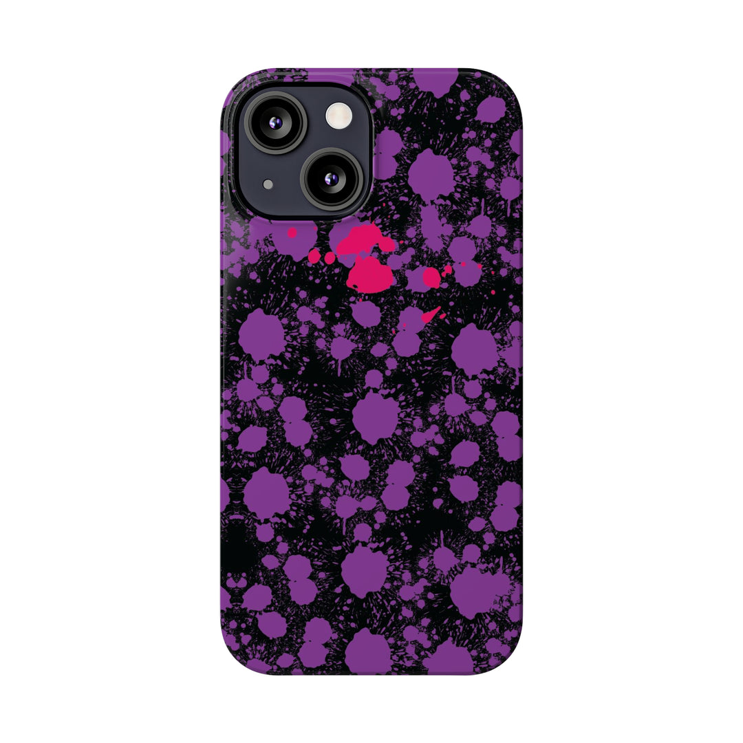 Slim Cute Phone Cases for Iphone - | iPhone 15 Case | iPhone 15 Pro Max Case, Iphone 14 Case, Iphone 14 Pro Max, Iphone 13, Purple Pink Paint Blots Splash - Studio40ParkLane