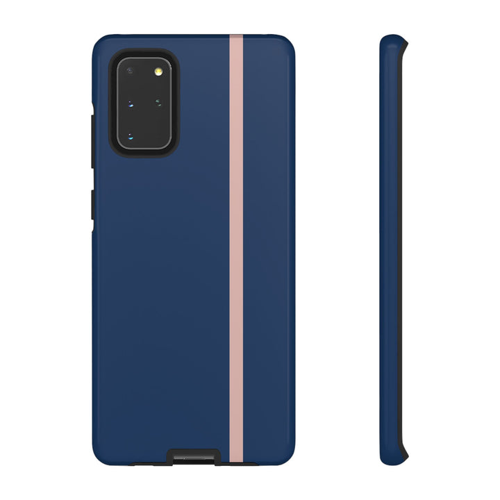 Tough Phone Case Navy Blue Orange Stripe iPhone 18 17 16 15 14 13 12 Pro Max Plus, Samsung Galaxy S26 S25 S24 Ultra Cute Preppy Sport - Studio40ParkLane