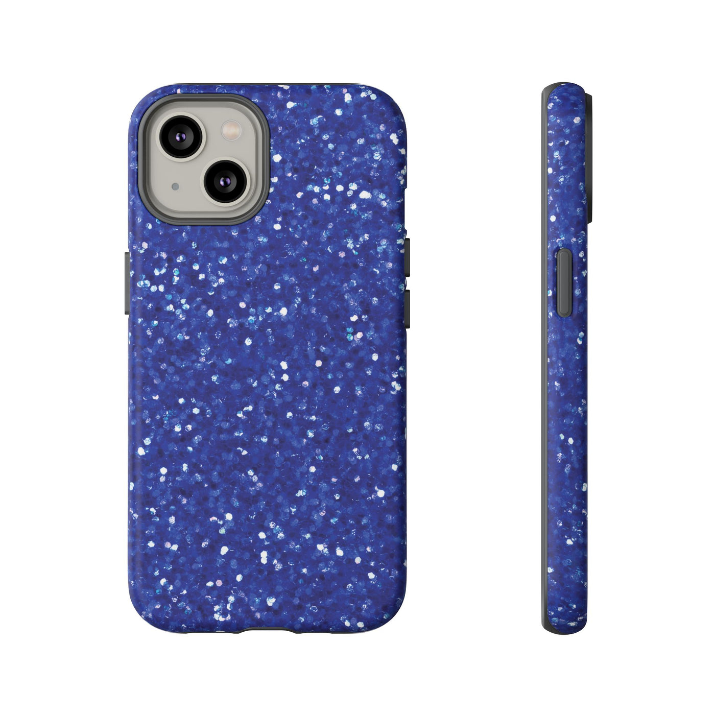 Chic Blue Faux Play on Glitter Effect Cute Phone Case, for IPhone 16 pro Max | Iphone 15, Iphone 14, IPhone 13 Case, 11 8 7, Samsung Galaxy S24, S23, S22, S21, 2 Layer Protection