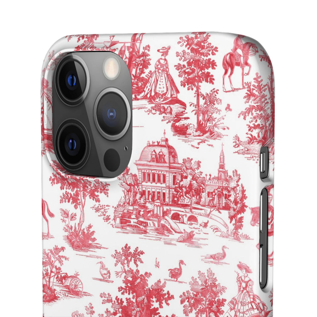 Snap French Toile Personalized Initial Custom Gift for Her Cute Phone Cases for Samsung S24, S23, S22, S21, S20, Plus and Ultra and Iphone, 16, 15, 14, 13, 12, 11. 10 - Studio40ParkLane