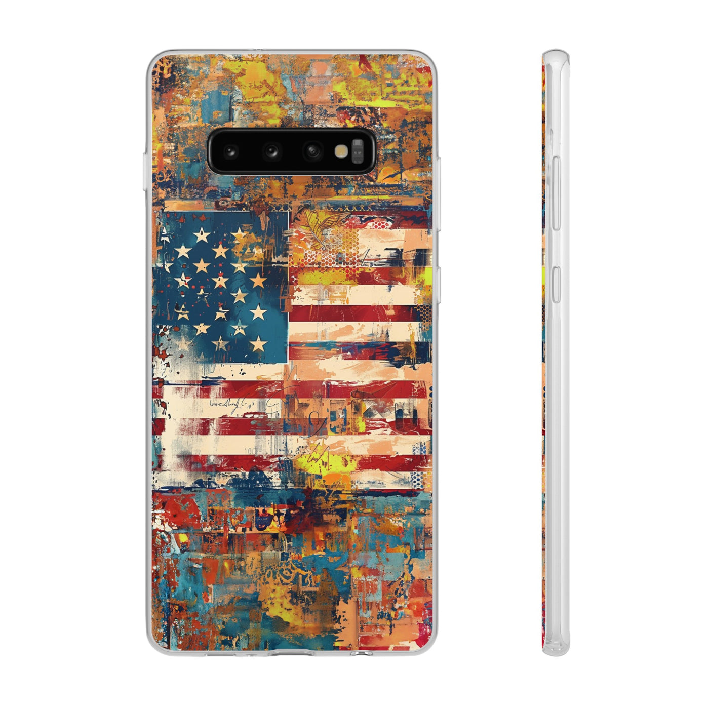 Cute Flexi Phone Cases, US Flag Abstract, Compatible with Samsung Galaxy S23, Samsung S22, Samsung S21, Samsung S20, Galaxy S20 Ultra