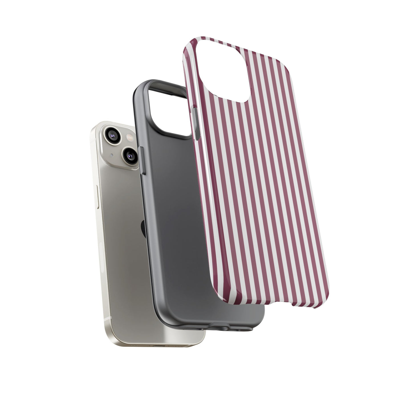 Tough Premium Old Claret Stripes Phone Case Gift for Her - For Apple iPhone 16 Pro Max 16e iPhone 15 Pro iPhone Iphone 14 Plus 13 Pro 12 SE XR - Studio40ParkLane