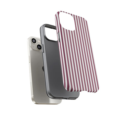 Tough Premium Old Claret Stripes Phone Case Gift for Her - For Apple iPhone 16 Pro Max 16e iPhone 15 Pro iPhone Iphone 14 Plus 13 Pro 12 SE XR - Studio40ParkLane