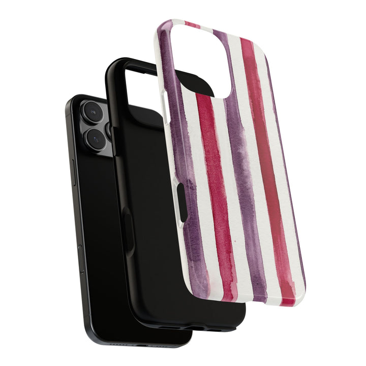 Tough Cute Wine Red Purple Stripes Phone Case, for IPhone 17 Pro Max | Iphone 17 Air, Iphone 16, IPhone 15, 14 13 12, Samsung Galaxy S26, S25, S24, S23 - Studio40ParkLane