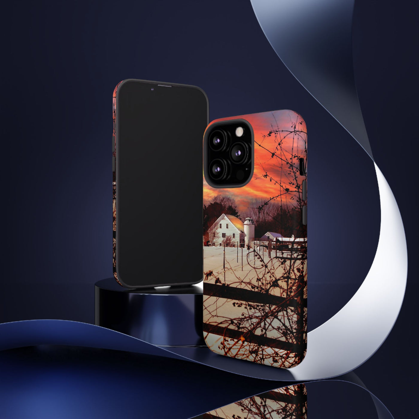 Impact Resistant, Winter Sunset Cute Phone Cases for Samsung S24, S23, S22, S21, IPhone 15 pro Iphone 14 pro Iphone 13 IPhone 12 Iphone 11