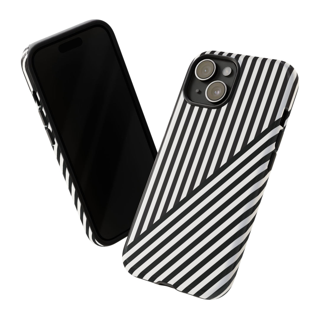 Aesthetic Tough Black White Stripes Phone Case - For iPhone 17 Pro Max iPhone 16 Pro iPhone 15 Iphone 14 Plus 13 Pro 12 11 10 XR - Studio40ParkLane