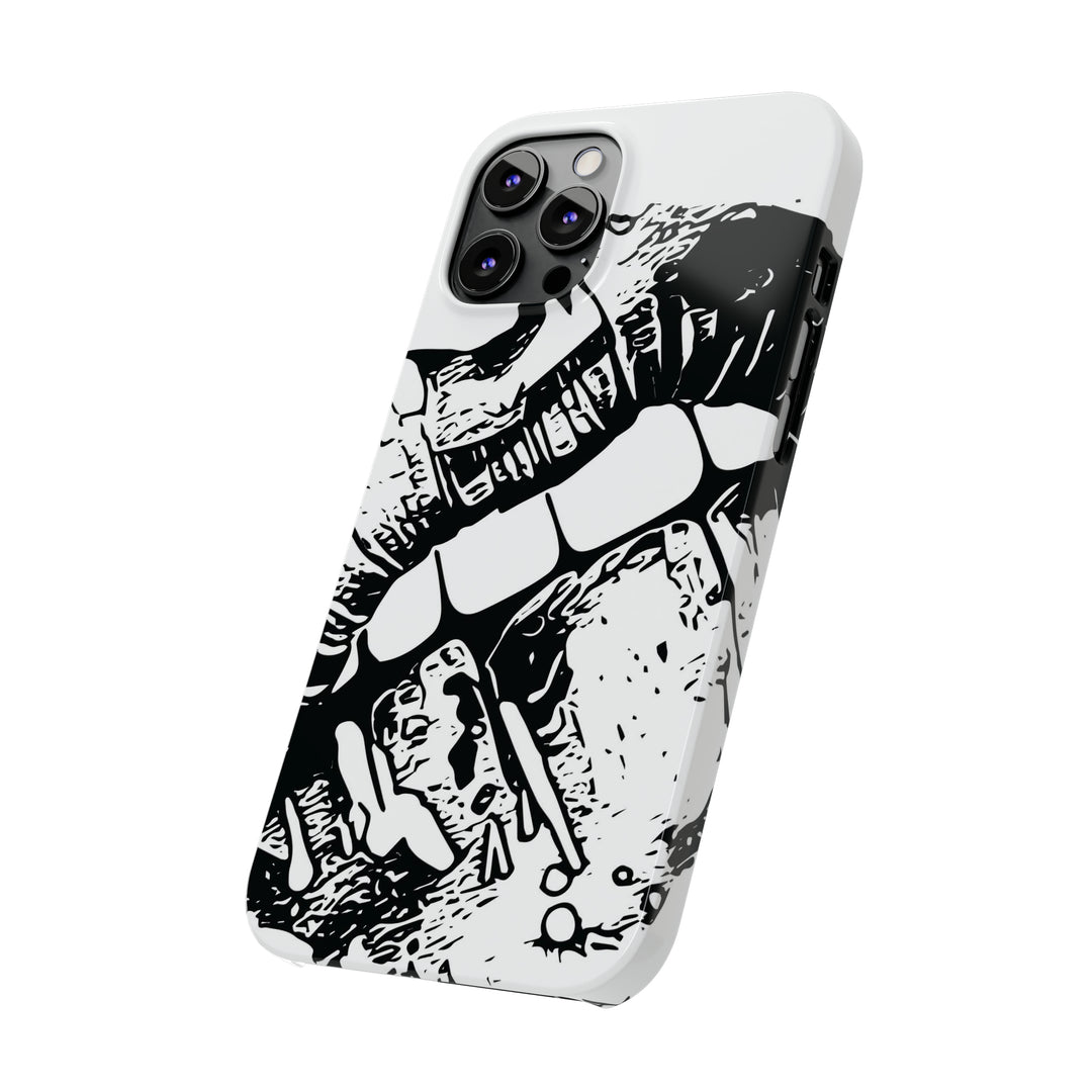 Slim Cute Phone Cases for Iphone - | iPhone 15 Case | iPhone 15 Pro Max Case, Iphone 14 Case, Iphone 14 Pro Max, Iphone 13, Smile Lips Black and White - Studio40ParkLane
