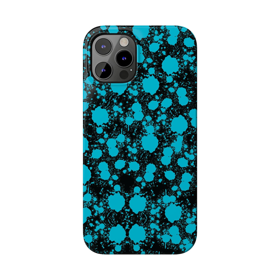 Slim Cute Phone Cases for Iphone - | iPhone 15 Case | iPhone 15 Pro Max Case, Iphone 14 Case, Iphone 14 Pro Max, Iphone 13, Blue Paint Blots Splash - Studio40ParkLane
