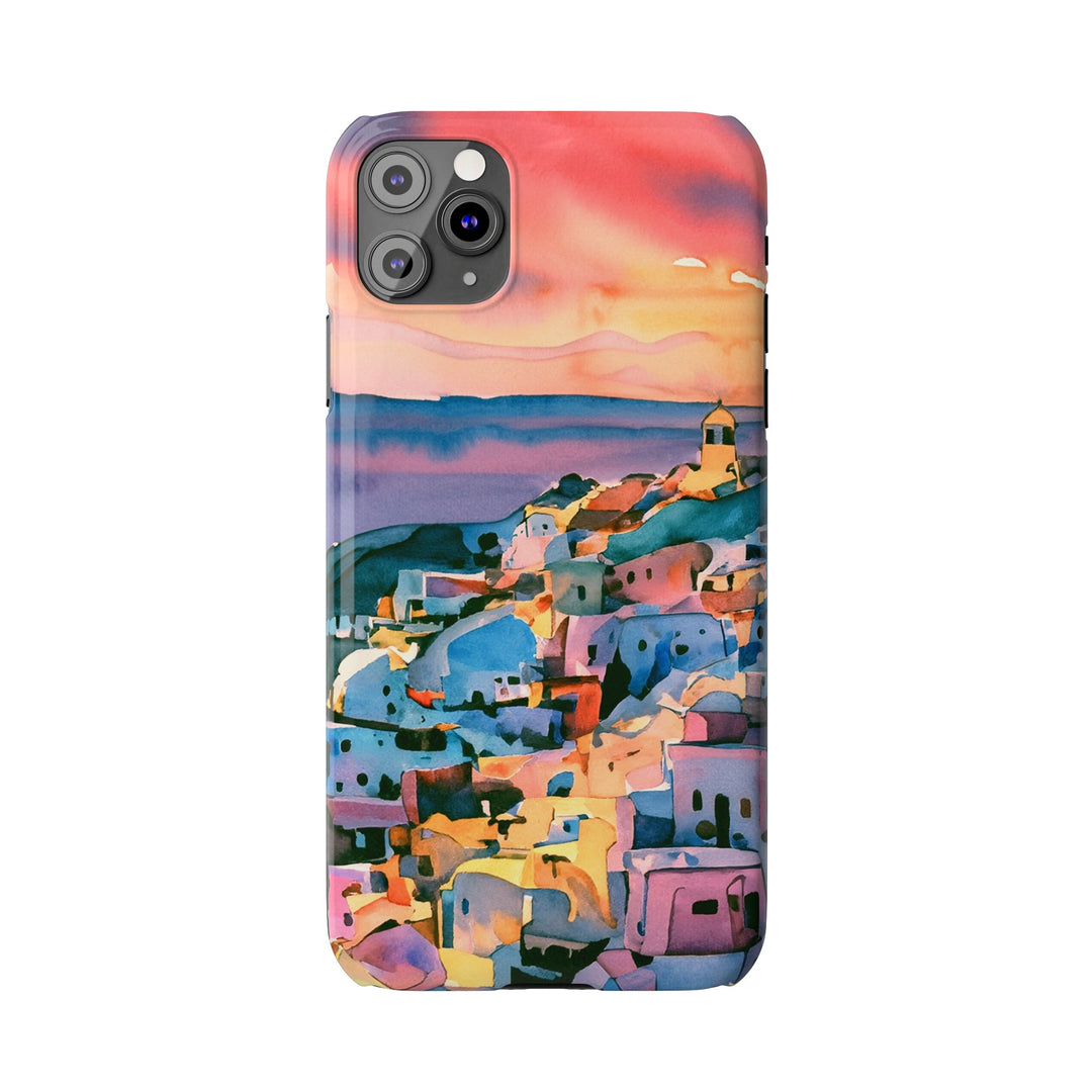 Slim Cute Phone Cases for Iphone | iPhone 15 Case | iPhone 15 Pro Max Case, Iphone 14, Iphone 14 Pro Max, Iphone 13, Colorful Greek House Watercolor - Studio40ParkLane