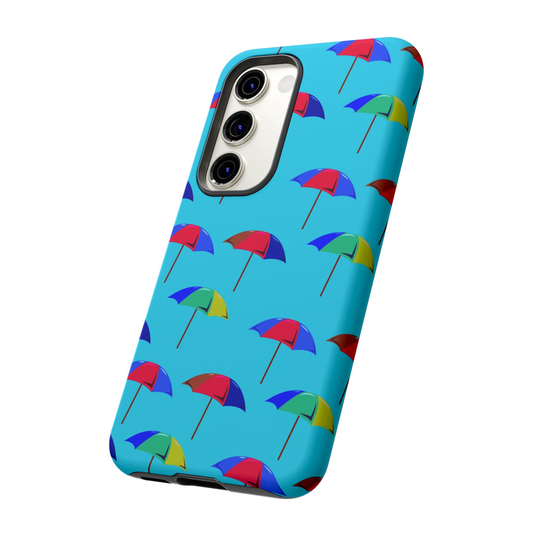 Cute Samsung Phone Case | Aesthetic Samsung Phone Case | Galaxy S23, S22, S21, S20 | Colorful Beach Parasols Blue, Protective Phone Case - Studio40ParkLane