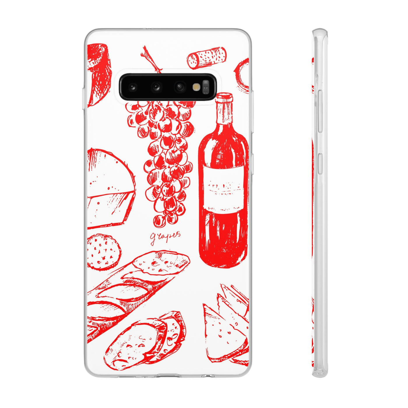 Cute Flexi Phone Cases, French Food Wine Red, Compatible with Samsung Galaxy S23, Samsung S22, Samsung S21, Samsung S20, Galaxy S20 Ultra