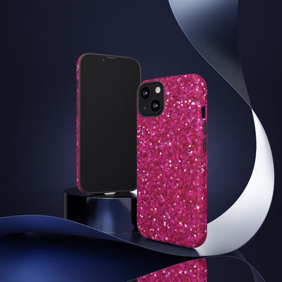 Faux Muted Pink Play on Glitter Effect Cute Phone Case, for IPhone 16 pro Max | Iphone 15, Iphone 14, IPhone 13 Case, 11 8 7, Samsung Galaxy S24, S23, S22, S21, 2 Layer Protection