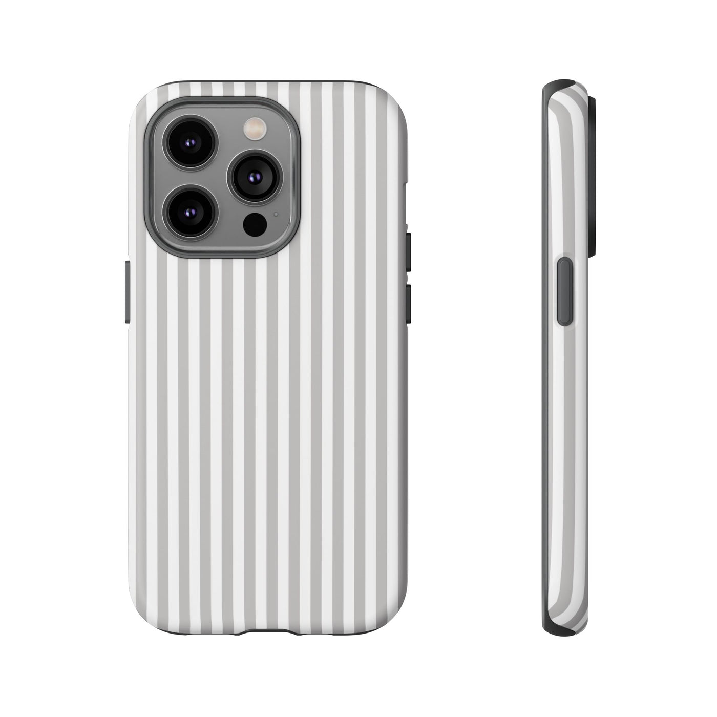 Tough Premium Ash Grey Stripes Phone Case Gift for Her - For Apple iPhone 16 Pro Max 16e iPhone 15 Pro iPhone Iphone 14 Plus 13 Pro 12 SE XR - Studio40ParkLane