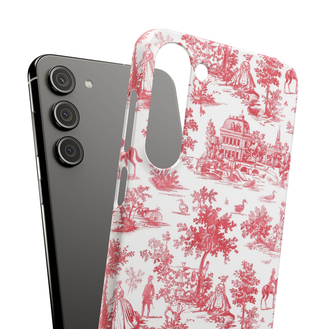Snap French Toile Personalized Initial Custom Gift for Her Cute Phone Cases for Samsung S24, S23, S22, S21, S20, Plus and Ultra and Iphone, 16, 15, 14, 13, 12, 11. 10 - Studio40ParkLane