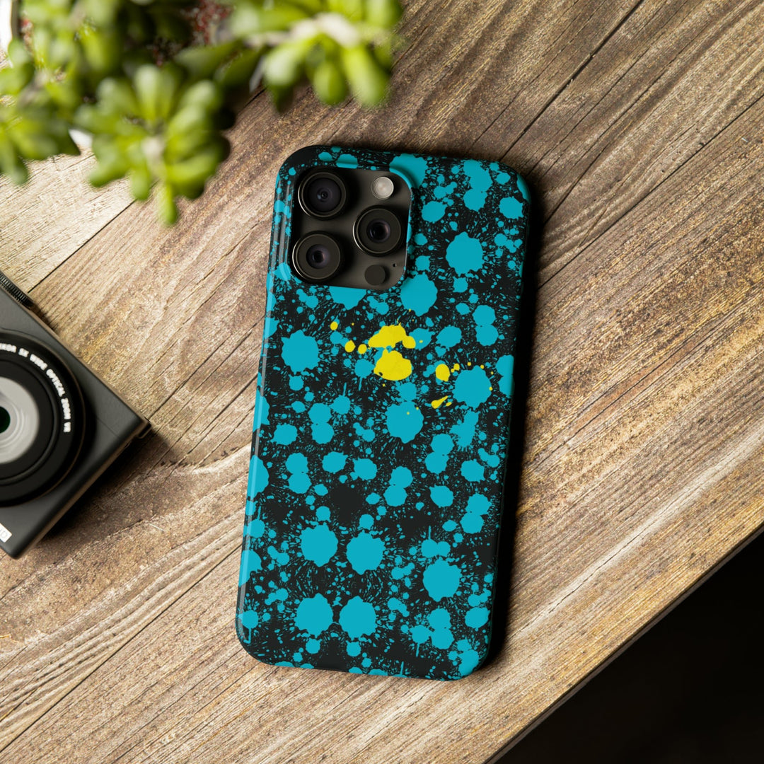 Slim Cute Phone Cases for Iphone - | iPhone 15 Case | iPhone 15 Pro Max Case, Iphone 14 Case, Iphone 14 Pro Max, Iphone 13, Paint Splash Blue Yellow - Studio40ParkLane
