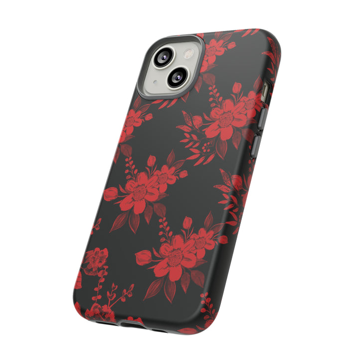 Cute IPhone Case | Red Black Flowers, iPhone 15 Case | iPhone 15 Pro Case, Iphone 14 Case, Iphone 14 Pro Max Case, Protective Iphone Case - Studio40ParkLane