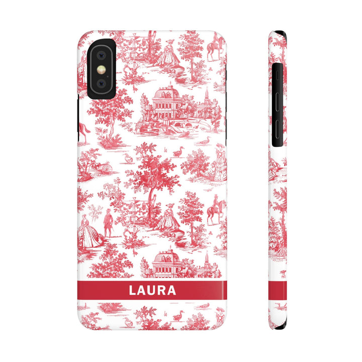 Slim French Toile Personalized Initial Custom Gift for Her Cute Phone Cases for Iphone 16 Pro Max | iPhone 15 Case | iPhone 15 Pro Max Case, Iphone 14, 13, 12, 11, 10, 8, 7 - Studio40ParkLane