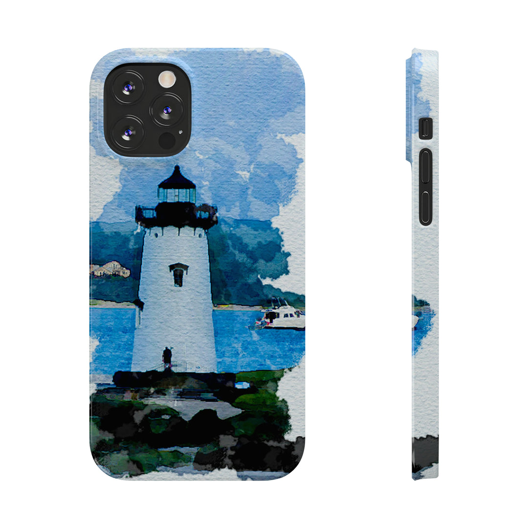 Slim Cute Phone Cases for Iphone - | iPhone 15 Case | iPhone 15 Pro Max Case, Iphone 14 Case, Iphone 14 Pro Max, Iphone 13, Beach Lighthouse Blue - Studio40ParkLane
