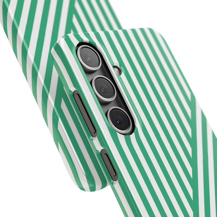 Aesthetic Emerald Stripes Cute Phone Case Sleek Snap - For iPhone 17 Pro Max iPhone 16 Pro iPhone 15 Iphone 14 Plus 13 Pro 12 11 10 Gift