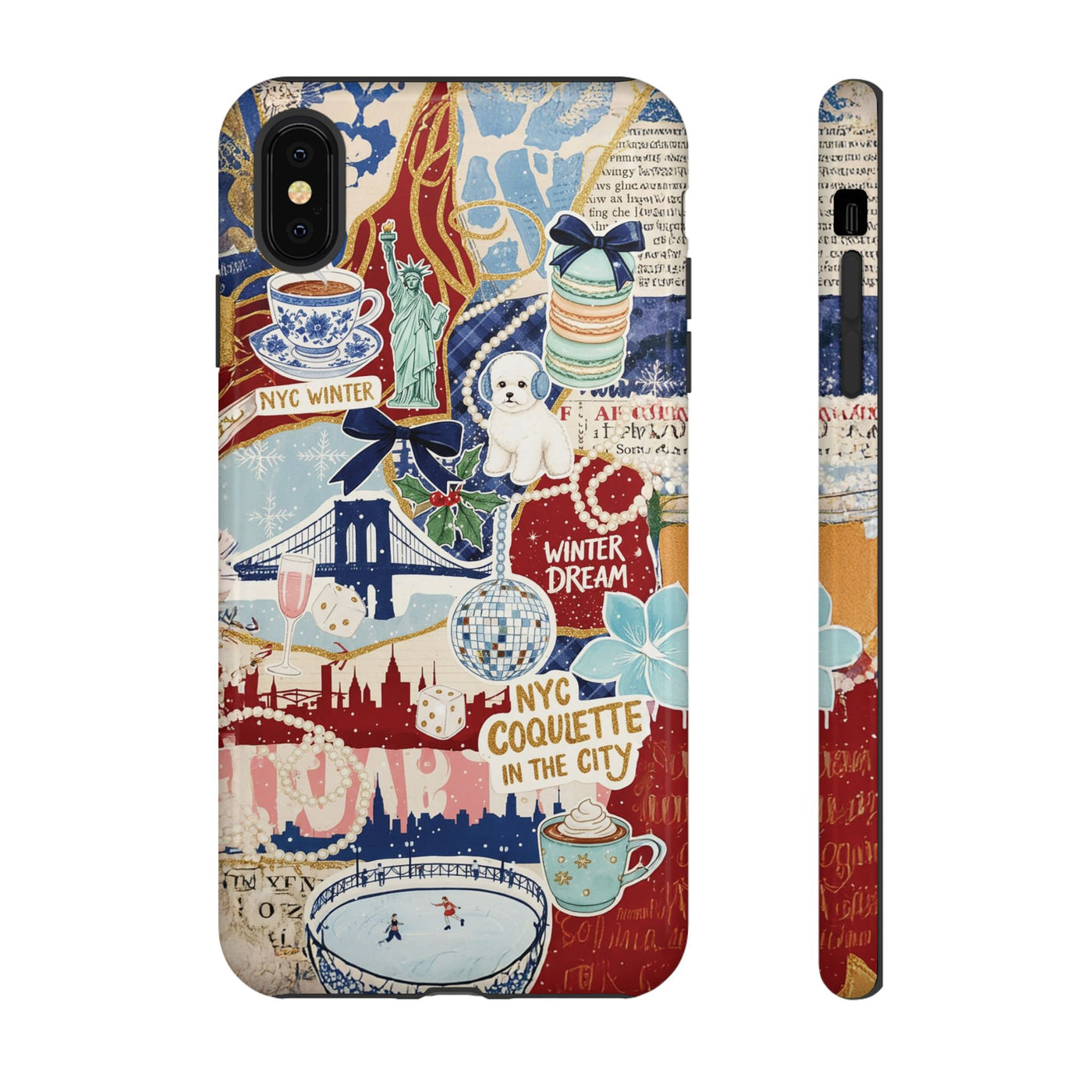 New York Winter Coquette Collage Tough Premium Phone Case - For iPhone 17 Pro Max iPhone 16 Pro iPhone 15 Iphone 14 Plus 13 Pro 12 11 10 XR