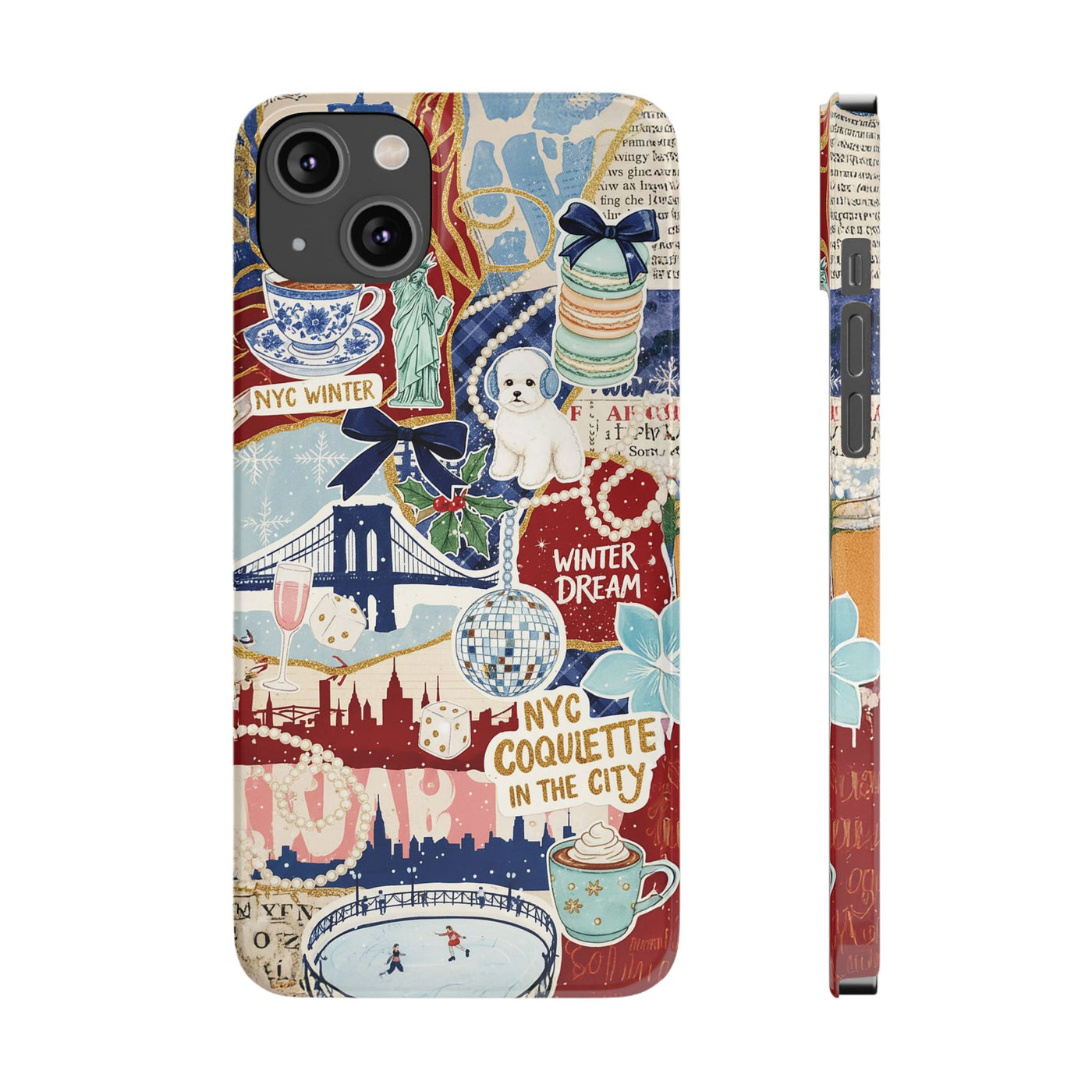 Slim New York Winter Coquette Collage Cute Phone Case for Iphone 16 - | iPhone 15 Pro Max Case | iPhone 14 Case Iphone 13 12 11 10 9 8 7 X - Studio40ParkLane