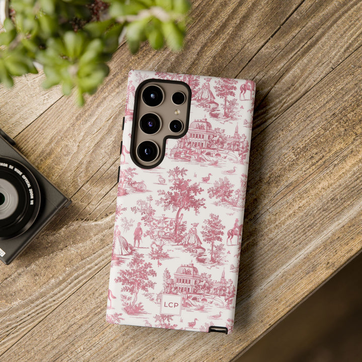 Personalized Custom French Toile Tough Cute Phone Case For Apple iPhone 18, 17, 16, 15 14, Pro Max, Samsung Galaxy S26, S25, S24 Plus Ultra