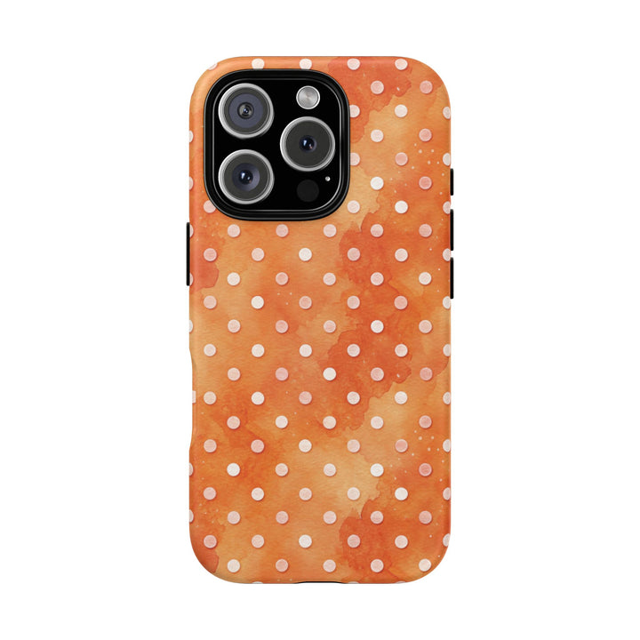 Aesthetic Tough Orange Polka Dots Watercolor Phone Case - For iPhone 17 Pro Max iPhone 16 Pro iPhone 15 Iphone 14 Plus 13 Pro 12 11 10 XR - Studio40ParkLane